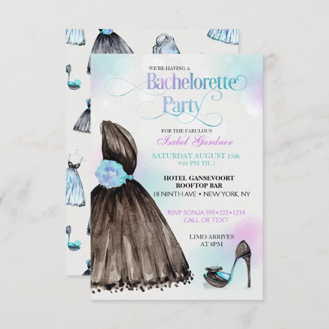 Convites Pequena Festa de solteira Negra (Frente/Verso)