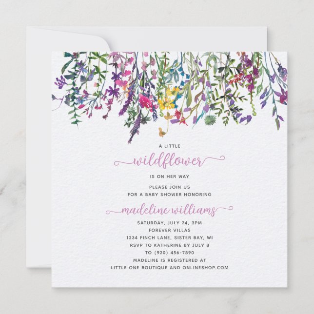 Convites Pequena Flor Selvagem A Caminho De Chá de fraldas (Frente)