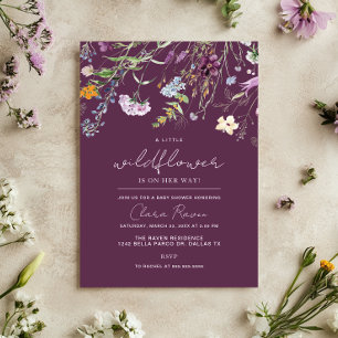 Convites Pequena Flor Silvestre Ameixa Roxa Floral Churrasc