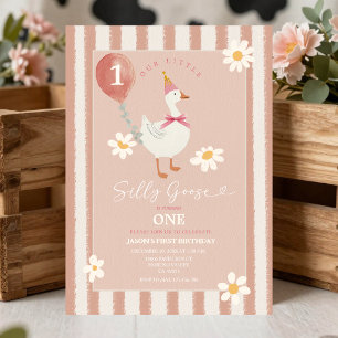 Convites Pequena Gansa Boba Daisy Menina 1º Aniversário