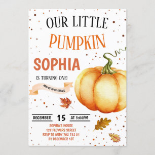 Convites Pequena Garota De Pumpkin Aniversário Cai Em Confe
