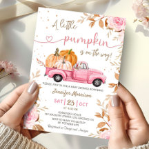 Pequena Garota Pumpkin Pink Truck Fall Chá de fral