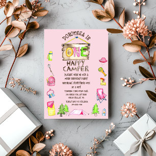 Convites Pequena Garota Um Feliz Campista Primeira Festa de