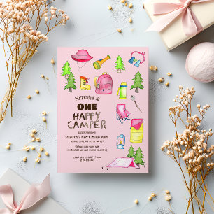 Convites Pequena Garota Um Feliz Campista Primeira Festa de