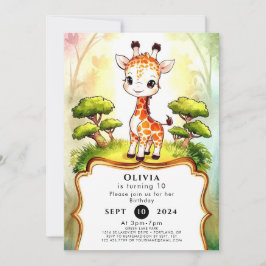 Convites Pequena Girafa Whimsso Aniversário