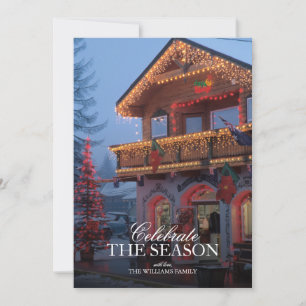 Convites Pequena loja de vilarejos decorada em luzes de Nat