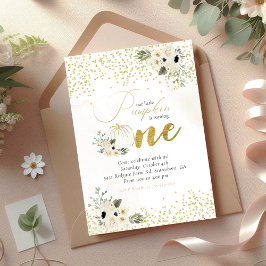 Convites Pequena Menina de Abóbora Primeiro Aniversário