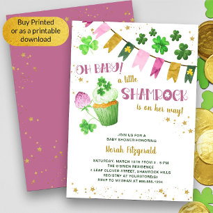 Convites Pequena Menina do Shamrock St Patricks Oh Chuvinha