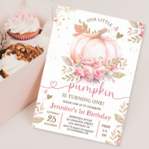 Pequena Menina Floral Rosa Abóbora Aniversário de 
