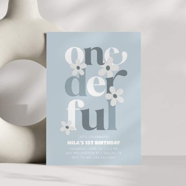 Convites Pequena Miss Onelinda Groovy Daisy primeiro aniver (Criador carregado)