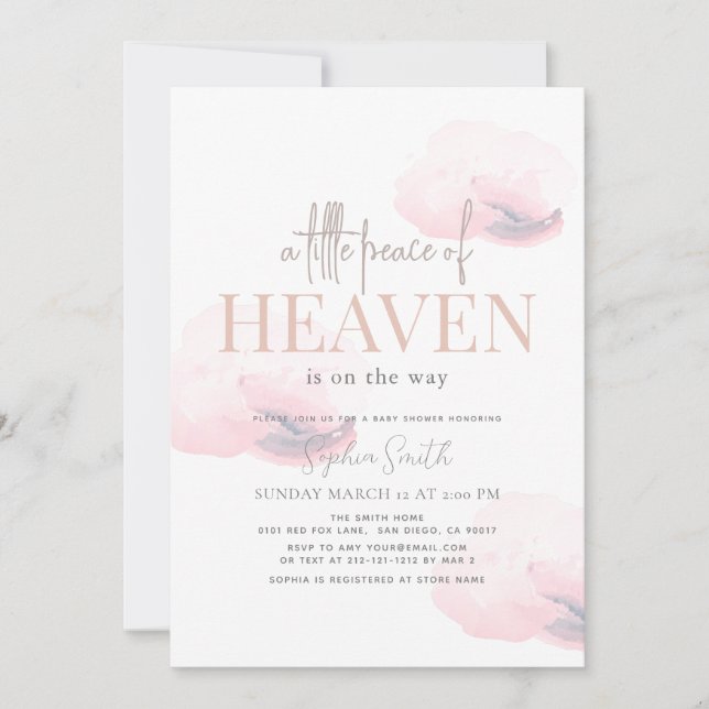 Convites Pequena Paz do Chá de fraldas Rosa-Rosa da Garota  (Frente)