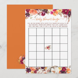 Convites Pequena Placa De Chá de fraldas Floral De Abóbora
