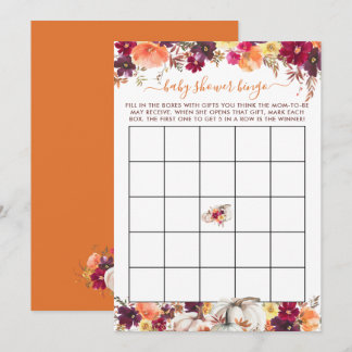 Convites Pequena Placa De Chá de fraldas Floral De Abóbora