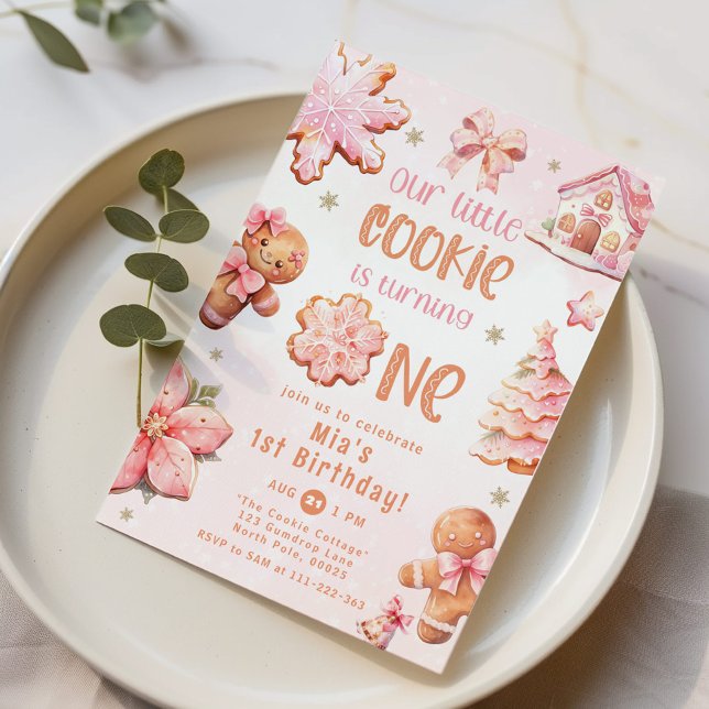 Convites Pequena primeiro aniversario de Natal da Cookie (Criador carregado)