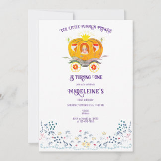Convites Pequena Princesa Abóbora primeiro aniversario de f