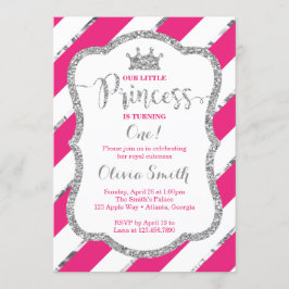 Convites Pequena Princesa Aniversário Convidando Prata Rosa