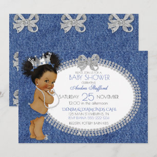 Convites Pequena Princesa Bebê Menina Denim & Diamantes Arc
