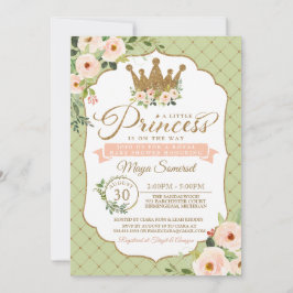 Convites Pequena Princesa Blush Mint Dourado Chá de fraldas