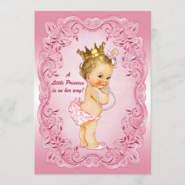 Convites Pequena princesa Chá de fraldas Dourada Quadro Ros