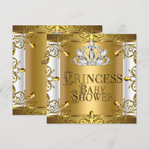 Convites Pequena Princesa Churrasco de Bebê Menina Dourado