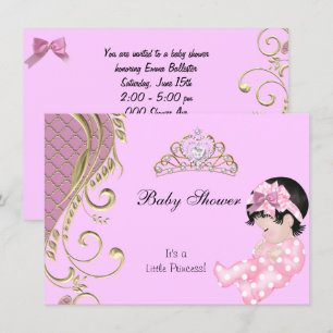 Convites Pequena Princesa Churrasco de Bebê Menina Rosa Bra