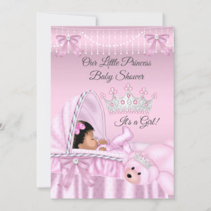 Convites Pequena Princesa Chuvada de Bebê Menina rosa Étnic