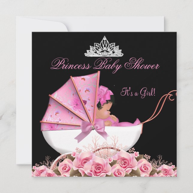Convites Pequena Princesa Chuveiro de Bebê Menina Rosa 3a (Frente)