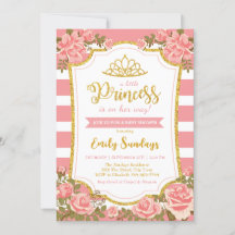 Pequena Princesa Dourada Coroa Rosa Chá de fraldas