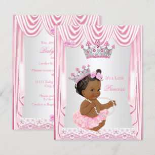 Convites Pequena Princesa Menina Chá de Bebê Rosa Étnico