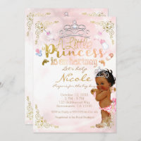 Pequena Princesa Rosa Chá de Bebê Negra-Étnica