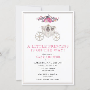 Convites Pequena Princesa Rosa, Chá de fraldas Romântico