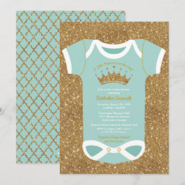 Convites Pequena Princesa Turquoise Glitter Chá de fraldas 