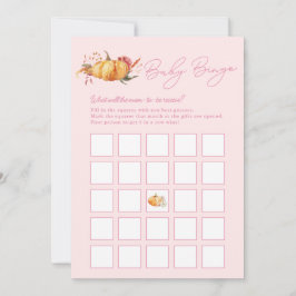 Convites Pequena Pumpkin Fall Floral Chá Baby Bingo Card