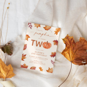 Convites Pequena queda de segundo aniversário de abóbora