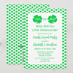 Convites Pequena Revelação de Gênero do Shamrock