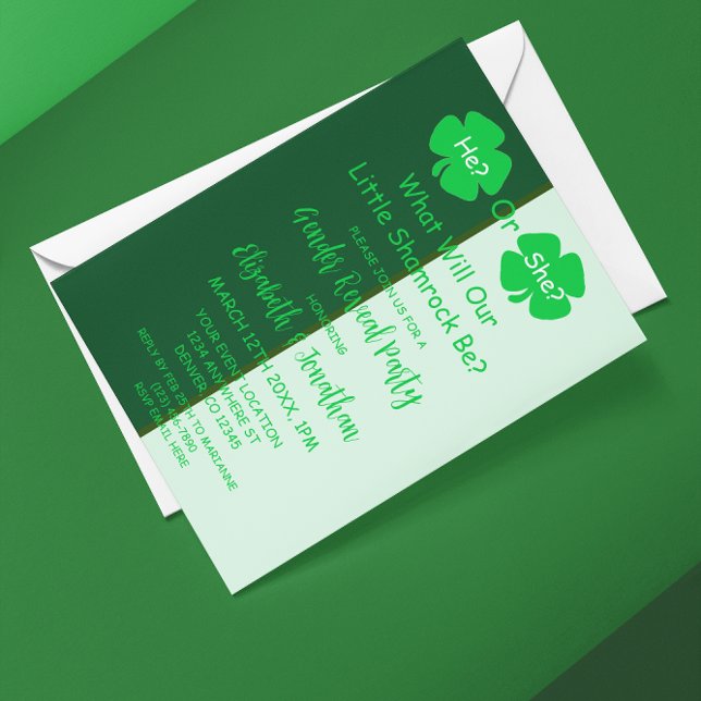 Convites Pequena Revelação de Gênero Shamrock (Criador carregado)
