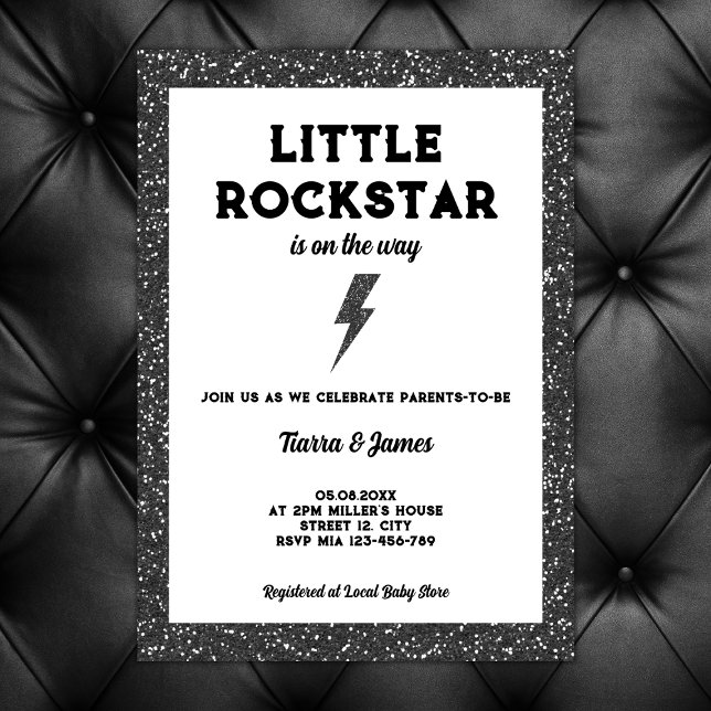 Convites Pequena Rockstar no Caminho do Chá de fraldas Rock (little rockstar on the way rock baby shower invitation)