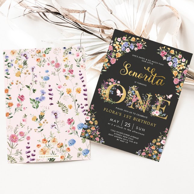 Convites Pequena senhorita Fiesta primeiro aniversario de f (Criador carregado)