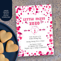 Pequena Senhorita XOXO Corações de Amor Rosa Anive