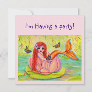 Convites Pequena sereia vermelha e bonita por Renee Lavoie