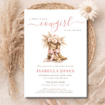 Pequena Vaqueira a Caminho Rosa Chá de Bebê Wester