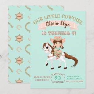 Convites Pequena Vaqueira no Aniversário da Garota a Cavalo