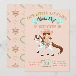 Convites Pequena Vaqueira no Aniversário da Garota a Cavalo