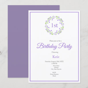 Convites Pequena Violet Watercolor Blossomath