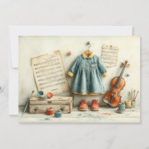 Convites Pequena Violinista – Menina de 1º Aniversário