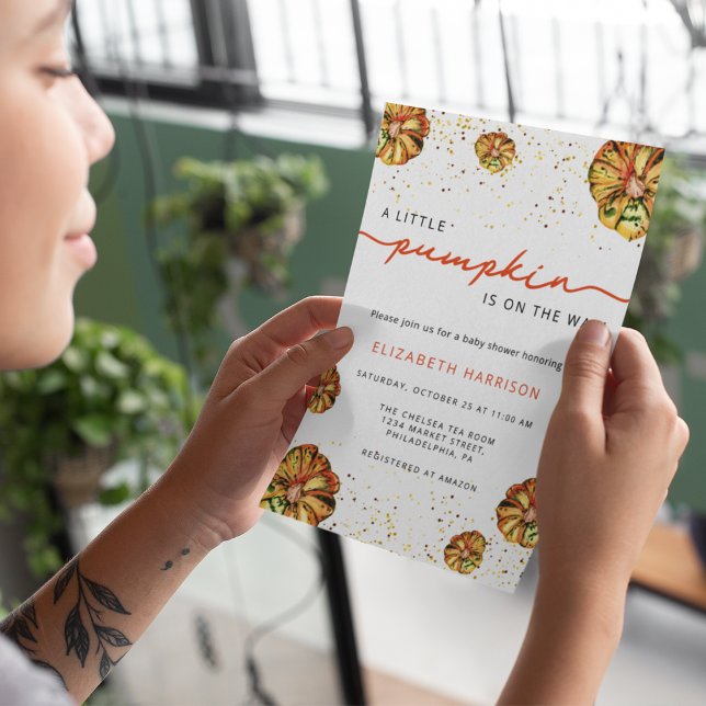 Convites Pequenas abóboras estão a caminho do chá de fralda (Criador carregado)