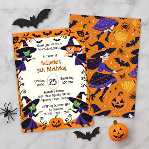 Convites Pequenas Bruxas Estranham o Aniversário do Hallowe