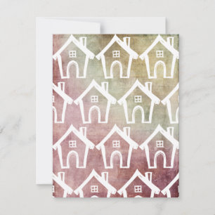 Convites Pequenas Casas Brancas Grunge Ombre Nós Mudamos De