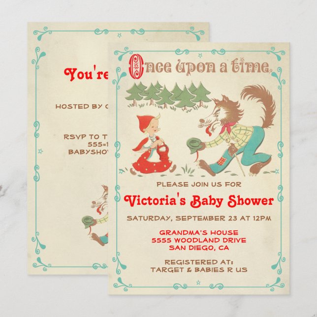 Convites Pequenas Chamas De Chuva De Cabelo Vermelho (Frente/Verso)