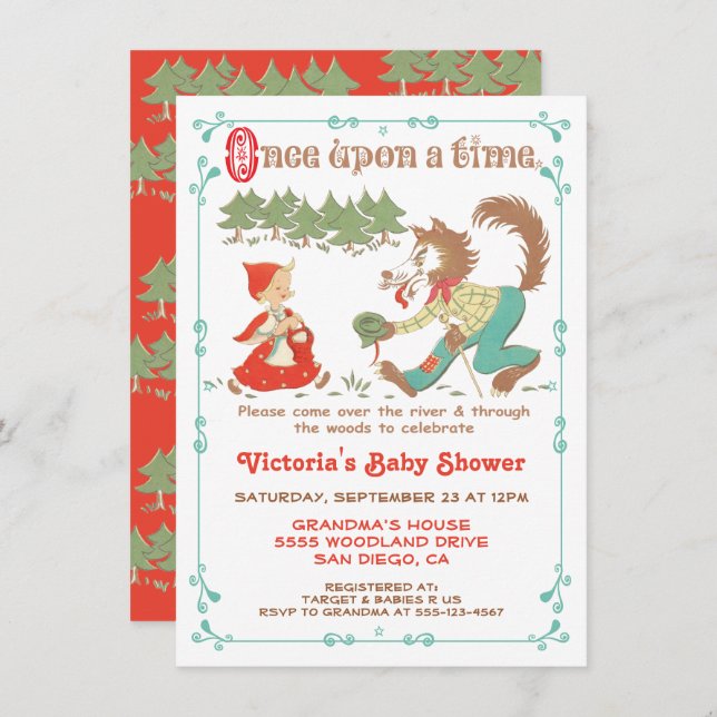 Convites Pequenas Chamas De Chuva De Cabelo Vermelho (Frente/Verso)